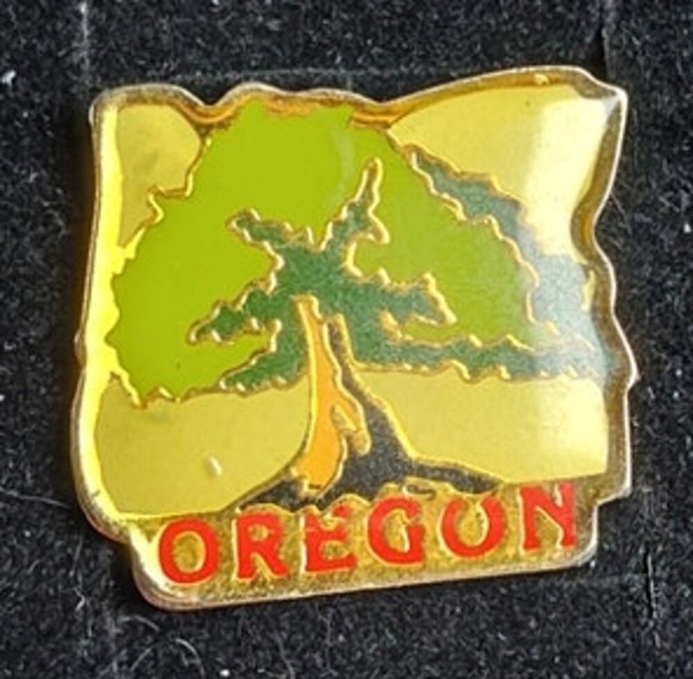 Oregon Tree Travel Souvenir Pin Signed Park for a Hat, Lapel, Jacket or Backpack